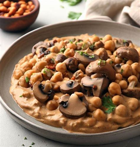 Mushroom And Chickpea Stroganoff Recipe Plateroo Vegetarian Recipes Dinner Healthy Dishes