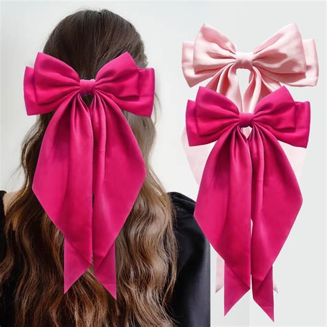 Amazon Yission Pcs Big Silky Hair Bows Clips For Women Girls