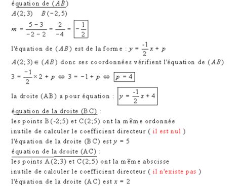 Équation dune droite exercices corrigés pour 3AC biof Dyrassa