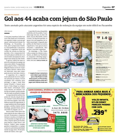 Jornal O Liberal Belém Notícias GOL AOS 44 ACABA JEJUM DO SÃO PAULO