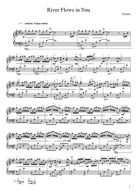 Yiruma River Flows In You Piano Sheet Music