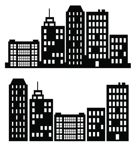 Los Edificios De La Ciudad Silueta Diferentes Ilustraciones De