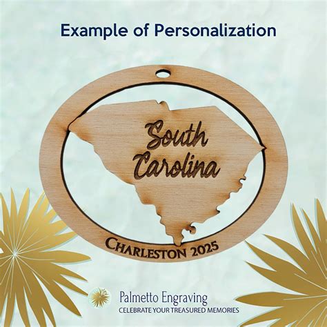 South Carolina Ornament Personalized Palmetto Engraving