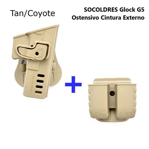 Kit Coldre Glock G G G G Tan Prf Gen Porta Carregador Duplo