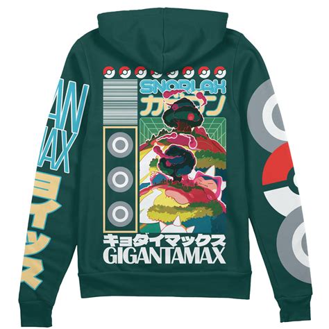 Gigantamax Snorlax Pokemon Streetwear Zip Hoodie Jacket Animebape