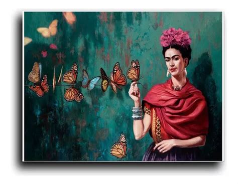 Cuadro Decorativo Canvas Frida Kahlo Mariposas Moderno80 120 Meses