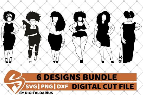 6x Black Woman Bundle Svg Afro Girl Svg Silhouette Diva 218392