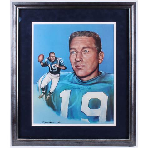 Johnny Unitas Signed Colts 26x30 25 Custom Framed Print Display Jsa