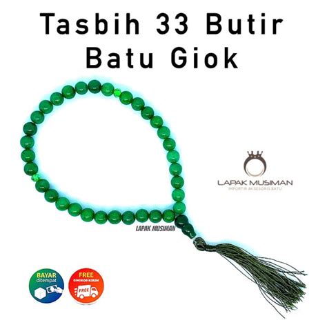 Tasbih Batu Giok Hijau Natural Butir Mm Lazada Indonesia