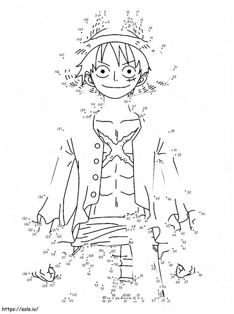 Luffy One Piece Dot To Dots Coloring Page