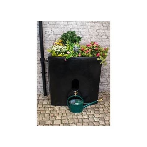 375 Litre Oasis Water Butt Planter Black Water Butt Planter 375