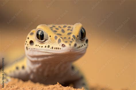 Sand Gecko Stenodactylus Petrii Basking In The Sand In Close Up