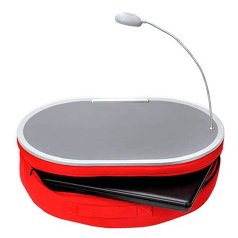 Portable Lap Desk With LED Lamp, 18" x 15" - Handy Zippered Storage For Laptop Computer ...