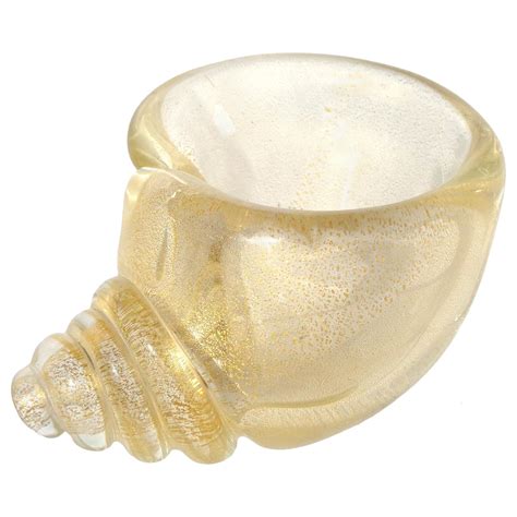 Seguso Vetri D Arte Murano Gold Flecks Italian Art Glass Seashell