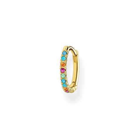 Thomas Sabo Charm Club Einzel Creole Farbige Steine Gold