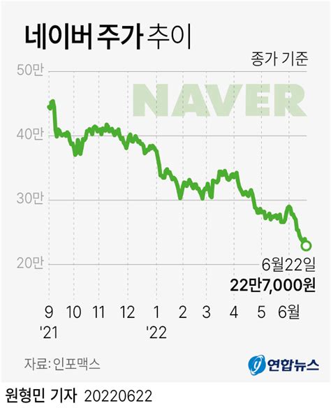 그래픽 네이버 주가 추이 연합뉴스