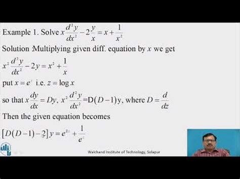 Cauchy S Homogeneous Linear Equation Part II YouTube