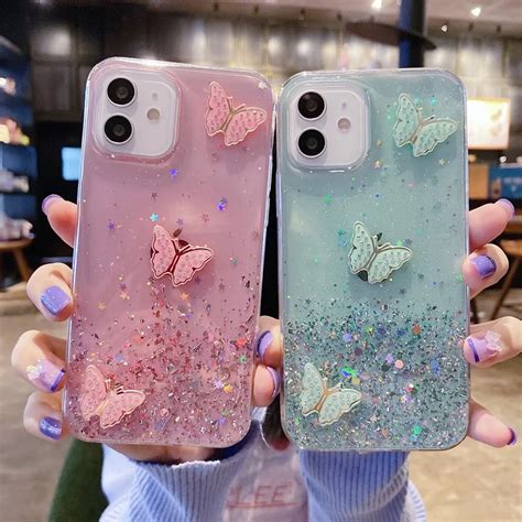 Funda de teléfono transparente con purpurina de lujo para Samsung