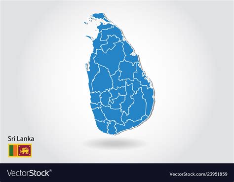 Sri Lanka Map Design With 3d Style Blue Lanka Vector Image