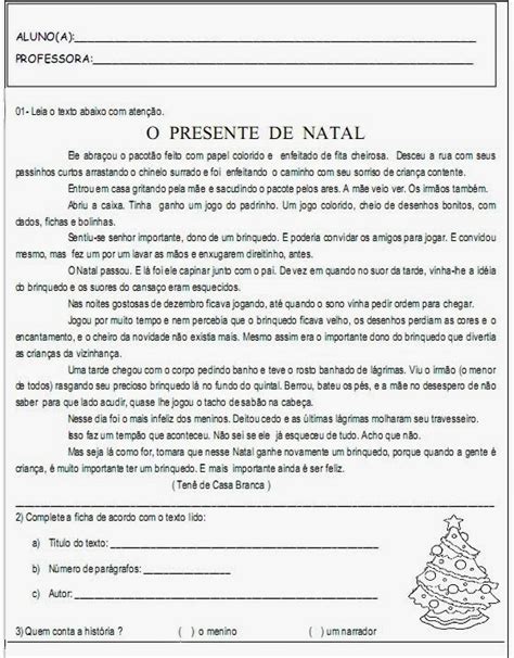 Atividades De Natal Textos Para Interpreta O S Escola