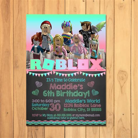 Girl Roblox Invitation Pink Roblox Birthday Party Roblox Etsy Birthday Party Printables