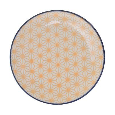 Plate Asanoha Seigaiha Yellow Asanoha Seigaiha Dinnerware Sets