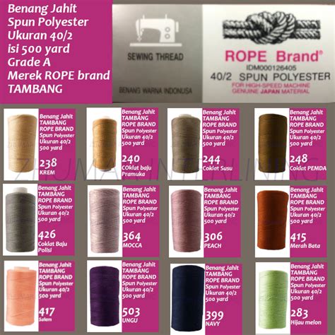 Benang Jahit Merek TAMBANG ROPE BRAND 40 2 SpunPoly 500yard ORIGINAL