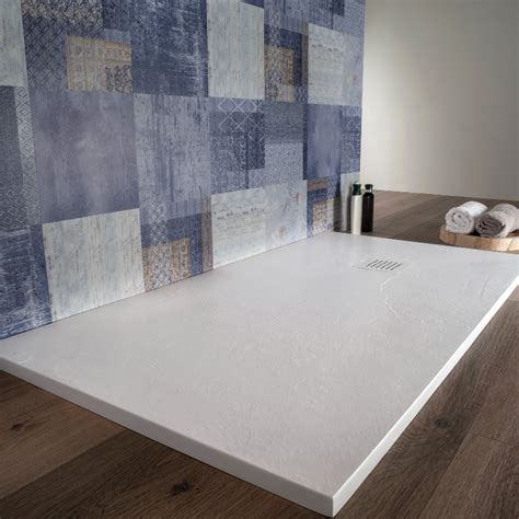 Piatto Doccia Bianco 70x130 Cm Effetto Pietra Resina Tagliabile Slim Blan