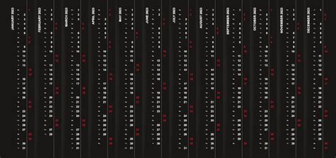 Calendario Vertical Sobre Fondo Negro S Bado Y Domingo