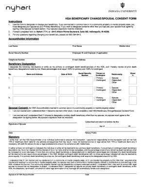 Fillable Online Hr Iu HSA Beneficiary Change Form Fax Email Print