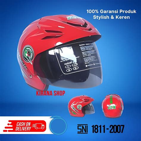 Jual Helm SNI Half Face Dewasa Pria Dan Wanita Polos Warna Merah Muda