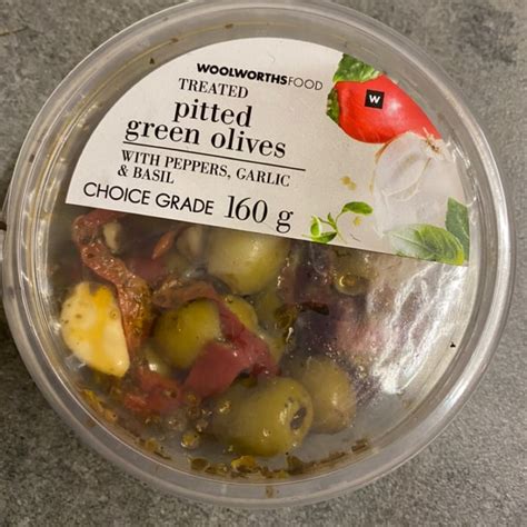 Woolworths Food Pitted Green Olives With A Hint Of Basil And Garlic