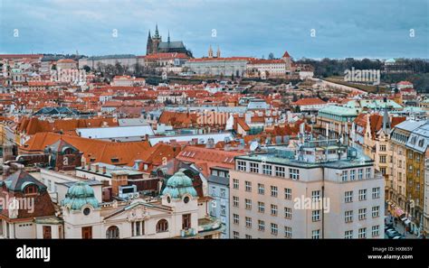 Prague Castle - aerial view from Old Town Square Stock Photo - Alamy