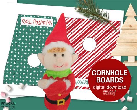 Mini Elf Cornhole Boards Christmas Elf Game Boards Printable Easy Elf