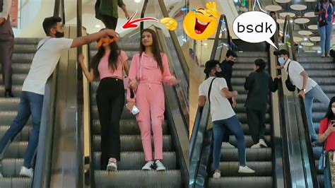 Varmala 😜 Prank On Cute Girls Escalator Epic Reaction