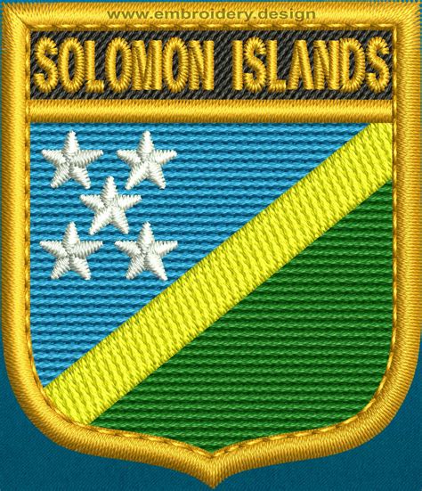 Design Embroidery Flag Of Solomon Islands Shield With Gold Trim By Embroidery Design