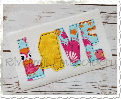 Raggy Applique Mississippi Love Machine Embroidery Design Rivermill