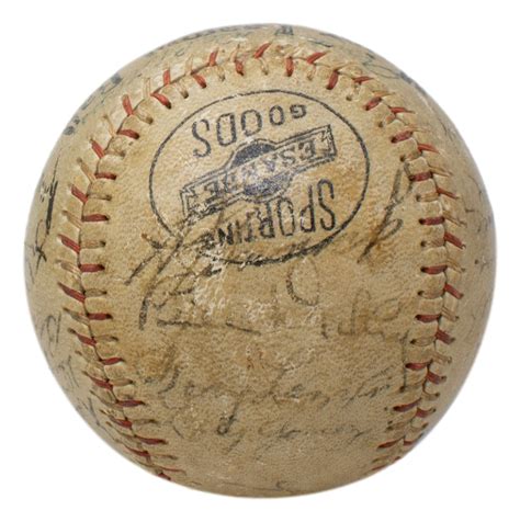 Yankees Baseball Signed By With Babe Ruth Lou Gehrig Joe