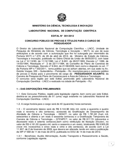 Preenchível Disponível Ministrio da Cincia Tecnologia e Inovaes MCTI