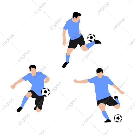 Illustration Of Football Player Kicking In Different Styles Ball Game