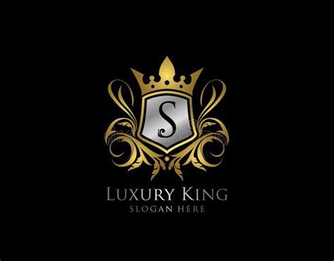 Luxury King S Letter Gold Logo Golden S Classic Shield Crown Stock