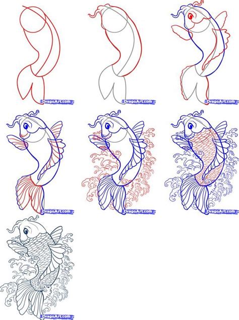 Posted In How To Draw Asian Fish How To Draw Japanese Fish Koi