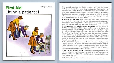 Lifting A Patient 1 First Aid Home Medical Guide 1975 8 Hamlyn Card