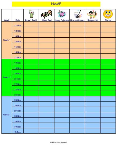 Routine Chart Template