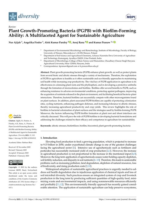 PDF Plant Growth Promoting Bacteria PGPB With Biofilm Forming