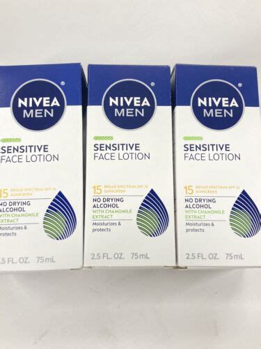 3 Pack 2 5 Oz Each Nivea Men Sensitive Face Lotion W Spf 15 Sunscreen