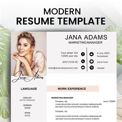 Resume Template Word 2022 Professional Cv Template With Photo