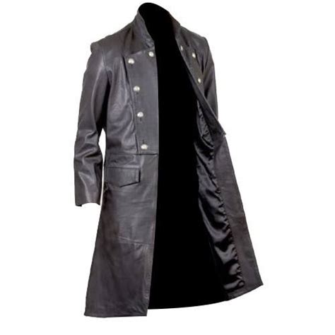 Men Black Long Leather Coat Men Black Long Leather Coat