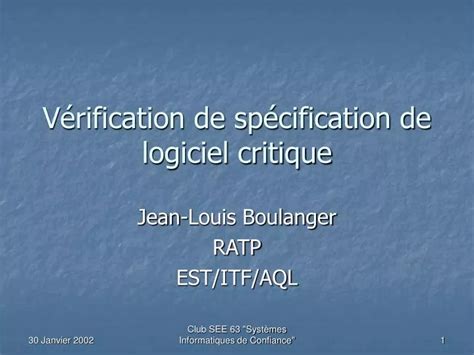 PPT Vérification de spécification de logiciel critique PowerPoint