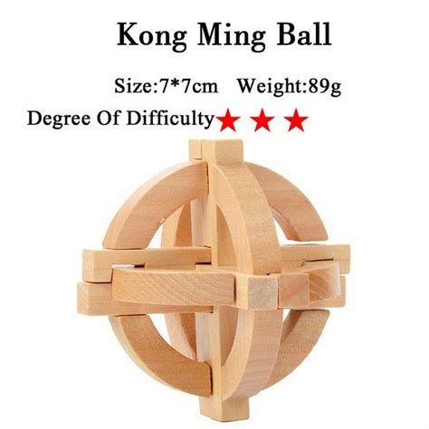 IQ Brain Teaser Kong Ming Lock 3D Wooden Interlocking Burr Puzzles Game Toy